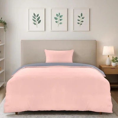 Image of Utopia Bedding Single Duvet Cover Set Soft Microfibre Polyester with Pillow case Quilt (Pink/Grey)