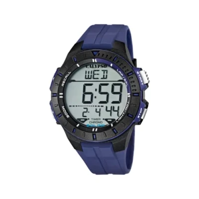 Image of Calypso Unisex Digital Watch with LCD Dial Display and Blue Plastic Strap K5607/2
