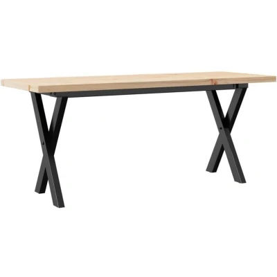 Image of vidaXL Coffee Table X Frame 110x40x45.5 cm Solid Wood Pine and Steel