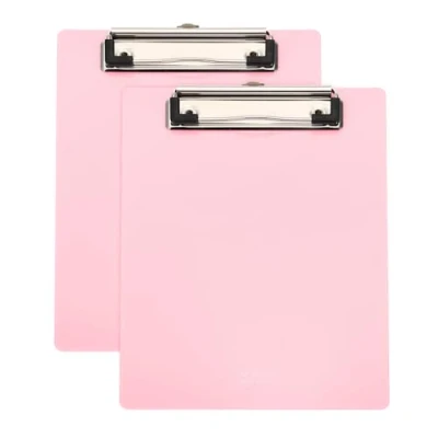 Image of M&amp;G Plastic Clipboards 8.8 x 5.8 Inch, 2pcs Clip Boards with Low Profile Metal Holds 110 Sheets of A5 Letter Size Paper for Office Classroom, Pink