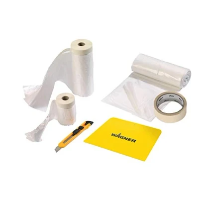 Image of WAGNER Universal Extra Masking Set Premium incl. Film 4 x 6 m, with Adhesive Tape 20 m 2.7 &amp; 0.55 Painter&#039;s 36 mm, Spray Protection, Cutter