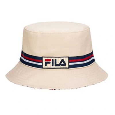 Image of fila Unisex Cotton Twill Reversible Bucket Hat (Gardenia)