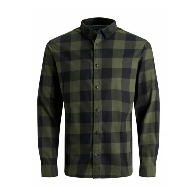 Image of JACK &amp; JONES Men&#039;s JJEGINGHAM Twill Shirt L/S NOOS, Dusty Olive, L