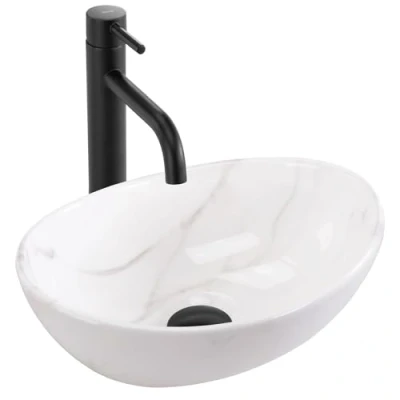 Image of Rea Sofia Mini Cloudy Countertop Wash Basin Bathroom 34.5 x 26.5 12 cm Ceramic (Imitation Stone)