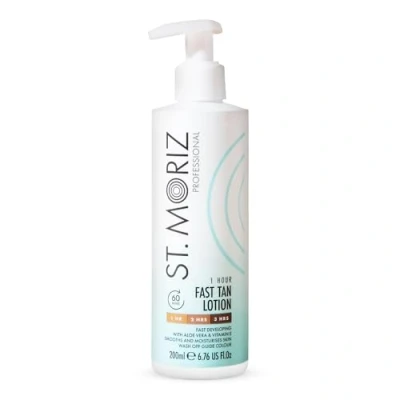 Image of St Moriz Professional Instant 1 Hour Fast Tan Lotion With Aloe Vera &amp; Vitamin E Develops in 3 Hours Express Vegan Fake Body Dermatologically Tested Cruelty Free 200ml