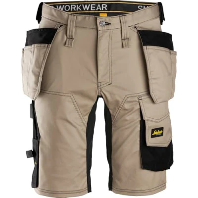 Image of Snickers AllroundWork Stretch Shorts Holster Pockets Khaki/Black 48