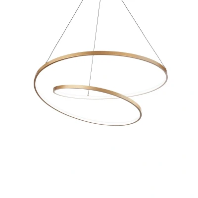 Image of OZ Dimmable Swirl 80cm Integrated LED Pendant Ceiling Light Brass, 3000K
