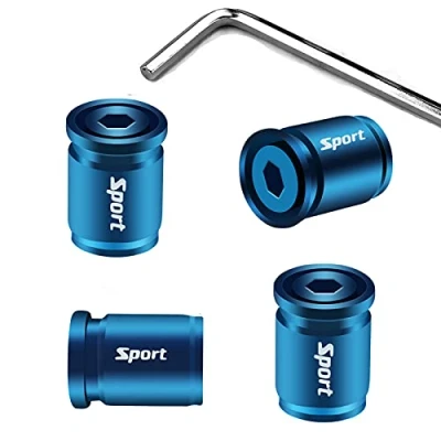 Image of 4Pcs Anti Theft Valve Caps, Tire Tyre Wheel Car Auto Caps Universal Moto Bike Stem Dust Covers (Bullet/Blue)