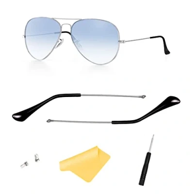 Image of FOOUS Replacement Arm Temple Tips for Ray Ban Aviator RB3025 Sunglasses Repair Kit Parts ((Silver) Arms+(Black) Tips)