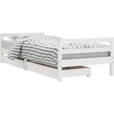 Image of vidaXL Kids Bed Frame with Drawers White 90x190 cm Solid Wood Pine