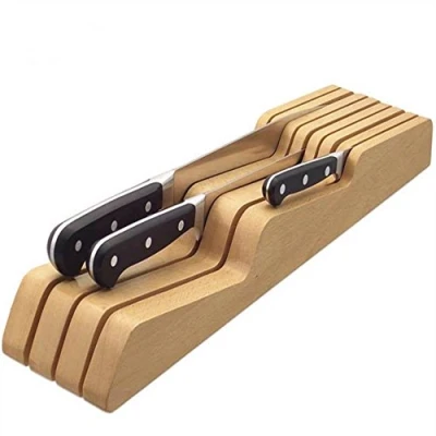 Image of Reze Wood Kitchen in Drawer Knife Holder Storage Block Racks Organiser