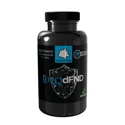 Image of TORQ DFND Vitamin D3 + Zinc Tablets (180 Tablets), Black