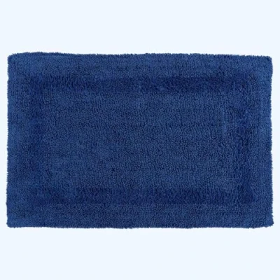 Image of HOMESCAPES Bath Mat, Luxury 1600gsm Extra Soft 100% Cotton, Reversible Bathroom Mats Non Slip, Washable, Super Absorbent, Quick Dry, Navy Blue Rug, 50 x 80 cm