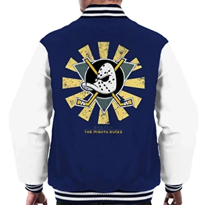 Image of Cloud City 7 The Mighty Ducks Retro Japanese Men&#039;s Varsity Jacket Navy/White