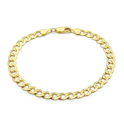 Image of Carissima Gold Unisex 9 ct Yellow 6 mm Diamond Cut Flat Curb Chain Bracelet of Length 20 cm/8 Inch