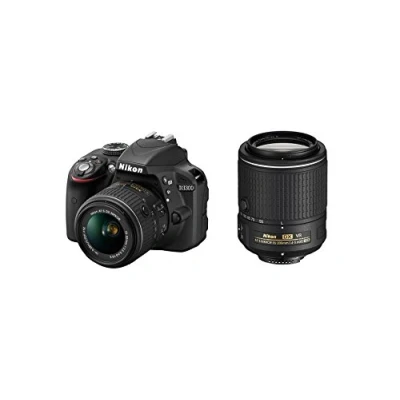 Image of Nikon D3300 Digital SLR Camera Black (24.2 MP, 18 55 mm VR II and 200 Lens Kit) (Renewed)
