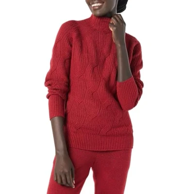 Image of Amazon Essentials Women&#039;s Soft Touch Funnel Neck Cable Jumper, Dark Red, XS