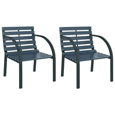 Image of vidaXL Garden Chairs 2 pcs Grey Wood