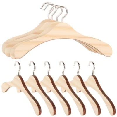 Image of Wooden Clothes Hanger for 1/3 BJD Dolls Pack of 10 Hanger: Wall Hangers 12cm