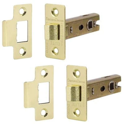 Image of Decoranddecor 3 Inch Tubular Mortice Latch for Internal Doors, Fire Rated (2 Pack, 57 76mm, Brass)