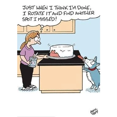 Image of The Humour Factory Illustrated Humorous Female Birthday Card Cake Decorating, Missed a Bit Greeting For Her (PH HFG0258)