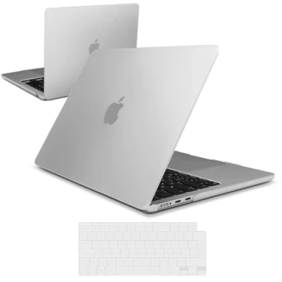 Image of iNeseon Case Compatible with 2024 2022 MacBook Air 13.6 inch M3 A3113 / M2 A2681, Plastic Slim Hard Shell Cover + Keyboard for 13.6, Matte Transparent