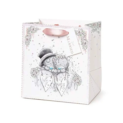 Image of Me To You Tatty Teddy Husband Wife Marriage Wedding White Gift Wrap Bag Just Married (Large 2020 Design) (Small)