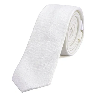 Image of DonDon Narrow Men&#039;s Cotton Tie 2.36 inch 6 cm white ivory