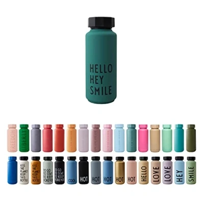 Image of Design Letters Insulated Stainless Steel Water Bottle 500 ml Double Walled Vacuum Flask for hot and Cold Thermos Travel Gym BPA BPS Free Dark Green