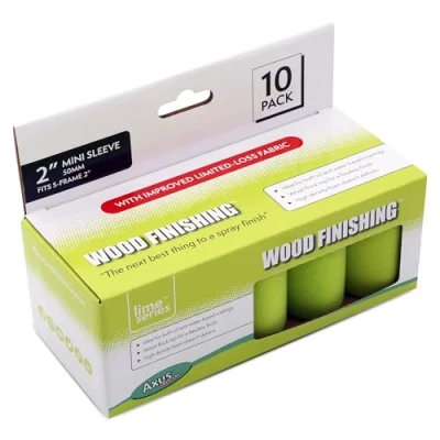 Image of Axus Decor Wood Finishing Roller (Lime Series) Mini Sleeves, for Professional &amp; DIY Projects, Compatible with Solvent Water Based Paints 2 Inch/50mm, Pack of 10