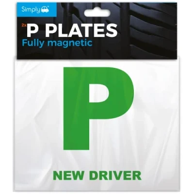 Image of Simply TL1100 Pack of 2, Fully Magnetic Car P Plates Twin for New Drivers, Easy to Attach and Remove, Strong Magnet Backs Vehicles