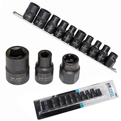 Image of US PRO 10pc Specialist Profile Automotive Socket Set M6S M8S M10S M12S 20mm 10 Point 5 Sided Sockets