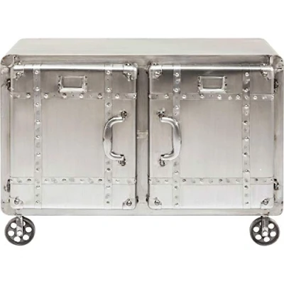 Image of Kare Design Dresser Buster 2 Doors, Silver, steel lacquered, modern industrial look, storage cabinet for living room, bedroom, hallway, 60x81x37,5cm (H/W/D)