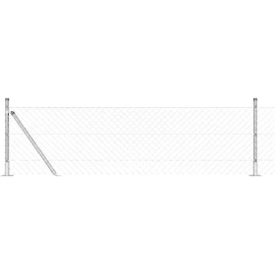 Image of vidaXL Chain Link Fence with 7 Flanged Posts 0.4x10 m Galvanised Steel