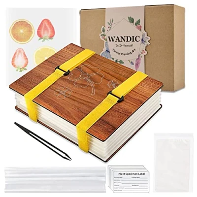 Image of WANDIC Four Leaf Clover Flower Press Kit, Wooden Art Kit Plant Book Fruit for DIY Handicrafts Specimens Outdoor Learning