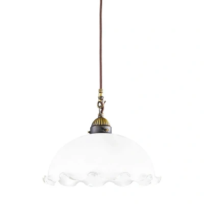 Image of Nonna Cottage Style Glass Dome Pendant Light Matt Antique Brass, 1x E27