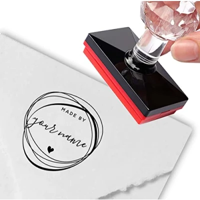 Image of Custom Stamp Personalized Chic Hand Drawn Circle &amp; Heart Made by Name Return Address Labels Forever Stamps