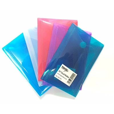 Image of Tiger A7 coloured Document stud wallet folder files pack of 5