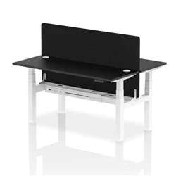 Image of Air B2B 1600x600mm Adjustable 2P Bench Desk CP Black/White + Screen