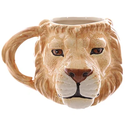 Image of Puckator Lion Head Ceramic Shaped Tea Coffee Mug Funny Home Accessories Cute Gifts for Girlfriend Large Mugs Men Women Hot Drinks Cups Presents Secret Santa Gift Cup Set