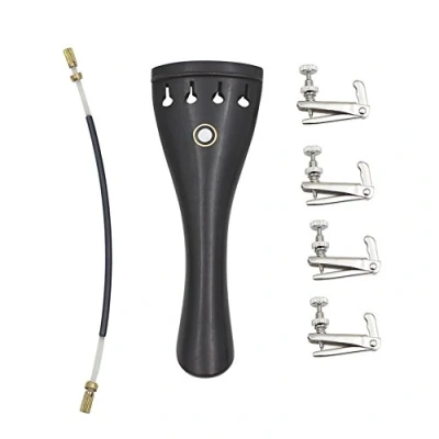 Image of Violin Tailpiece Rope, 3 in 1 Ebony Rope + Fine Tuners Upgrade Part for 4/3 4/4