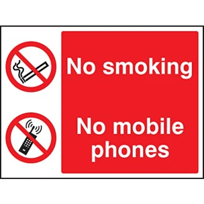 Image of Prohibition Signs no smoking mobile phones Rigid Plastic