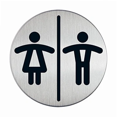 Image of Durable Pictogram Door Sign &quot;Ladies and Gents WC&quot; 83 mm Made from Stainless Steel Self Adhesive Attachment Ideal for Schools, Hotels, Offices, etc.