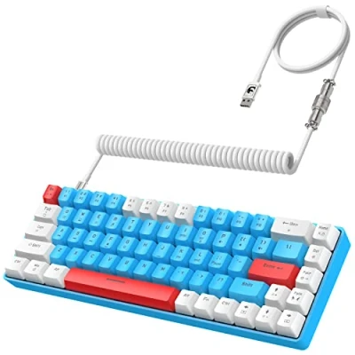 Image of YINDIAO T8 60% Gaming Keyboard,68 Keys Compact Mini Wired Mechanical Keyboard with 18 Chroma RGB Backlit,Blue Switch,USB C Coiled Cable,for PC,Laptop,Mac,PS4,XBOX Blue