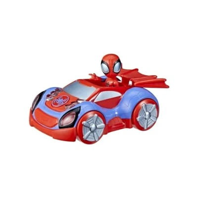 Image of SPIDEY and HIS AMAZING FRIENDS Hasbro Marvel Glow Tech Web Crawler Vehicle, Pre school Toy with Lights Sounds, Ages 3 Up, Multicolor (F4530)