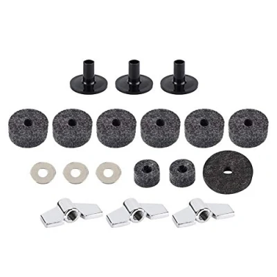 Image of Drum Kit Cymbal Felt Washer Sleeve Pad Replacement with Wing Nuts
