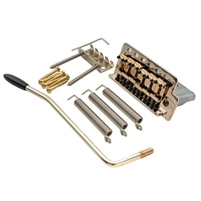 Image of Musiclily Pro 52.5mm Vintage 6 Screw Tremolo Bridge 36mm Short Block for Squier Strat Style Electric Guitar, Gold