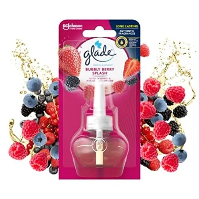 Image of Glade Plug in Air Freshener Refill, Electric Scented Oil Room Freshener, Bubbly Bery Splash, Pack of 6 (6 x 20ml)