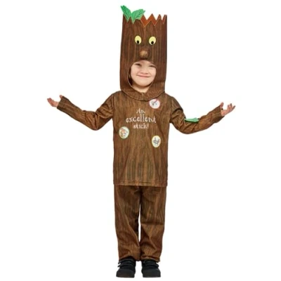 Image of Smiffys Julia Donaldson Stickman Costume for Kids, Top, Trousers, and Character Hood, Brown, Officially Licensed with Leaf Detail Book Quotes, Ideal Roleplay Fancy Dress