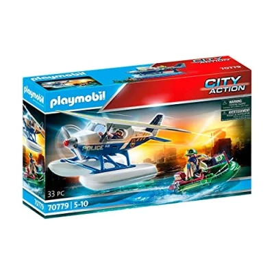 Image of Playmobil 70779 City Action Police Seaplane, fun imaginative role play, playset suitable for children ages 4+